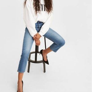 Levi's Wedgie Straight Leg High Rise Jeans Jive Sound Medium Wash Size 25